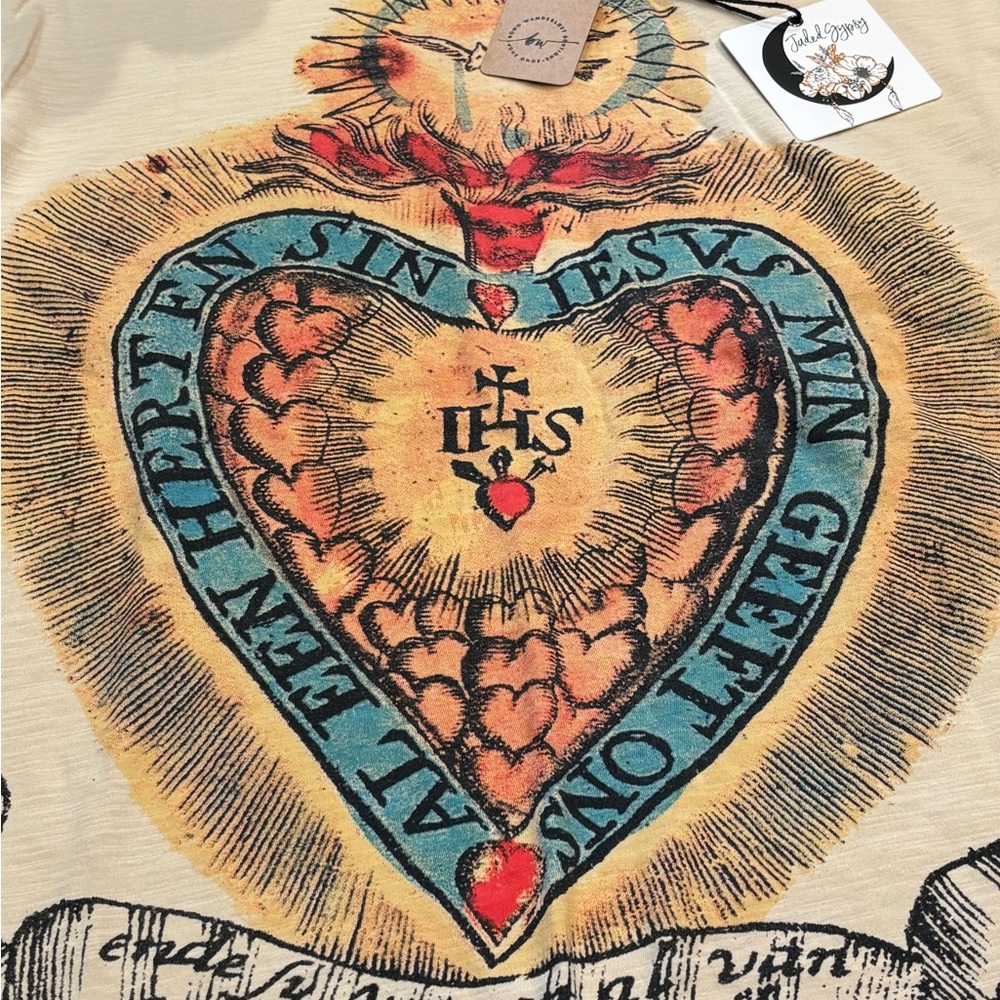 Jaded Gypsy Tee with Heart and Dove Design s/m - Picture 7 of 9